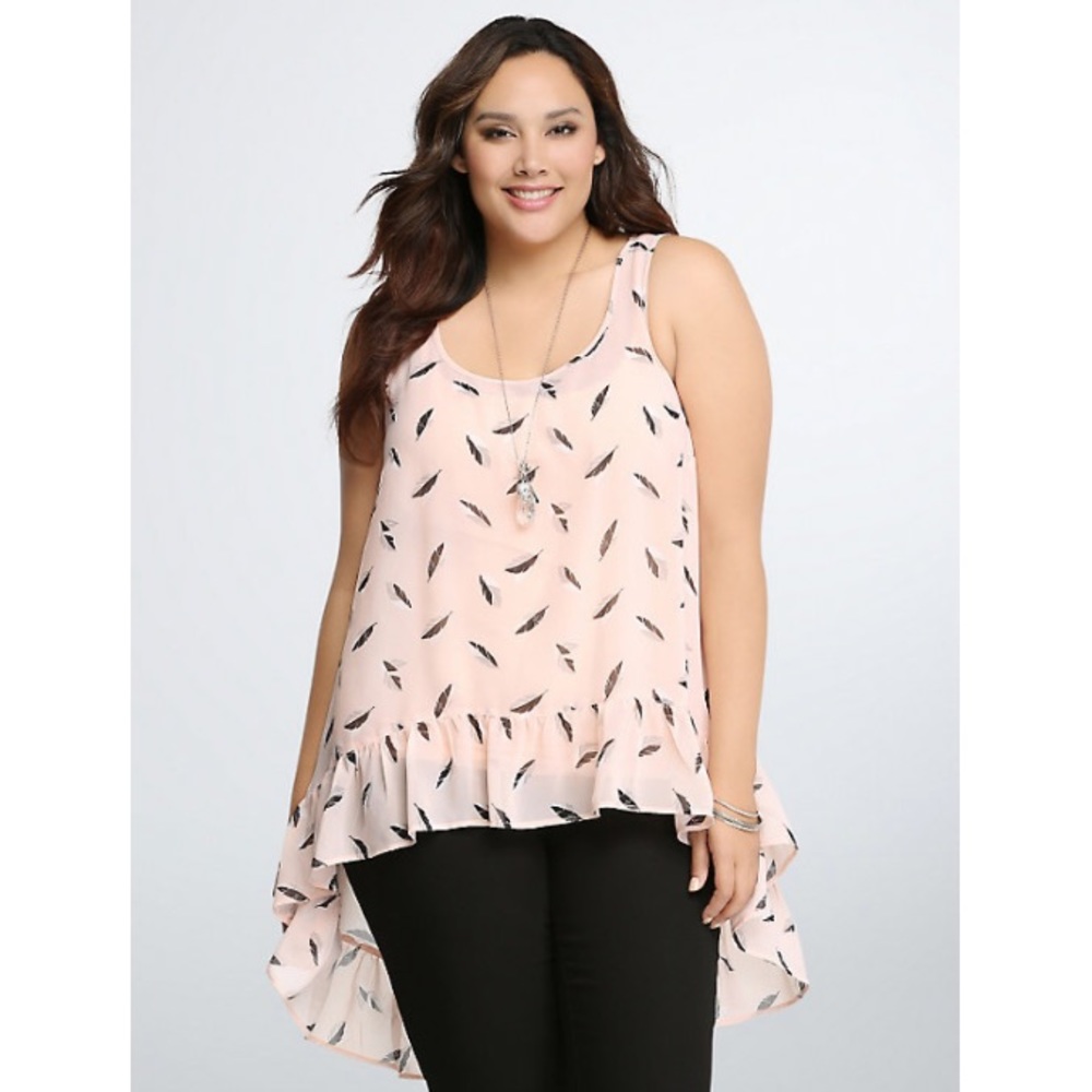 Feather print ruffle top